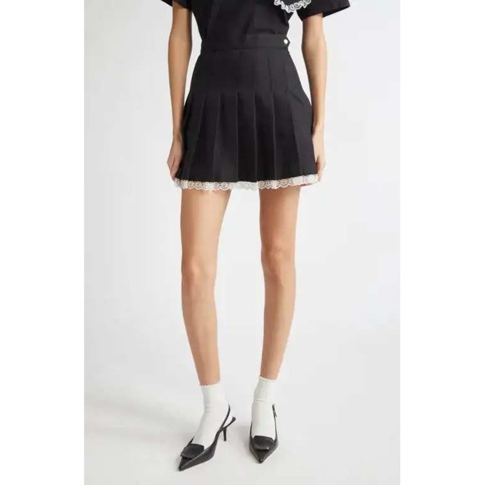 Tanner Fletcher White Pleated Mini Skirt with Lace Trim NWT Size S - Picture 2 of 2